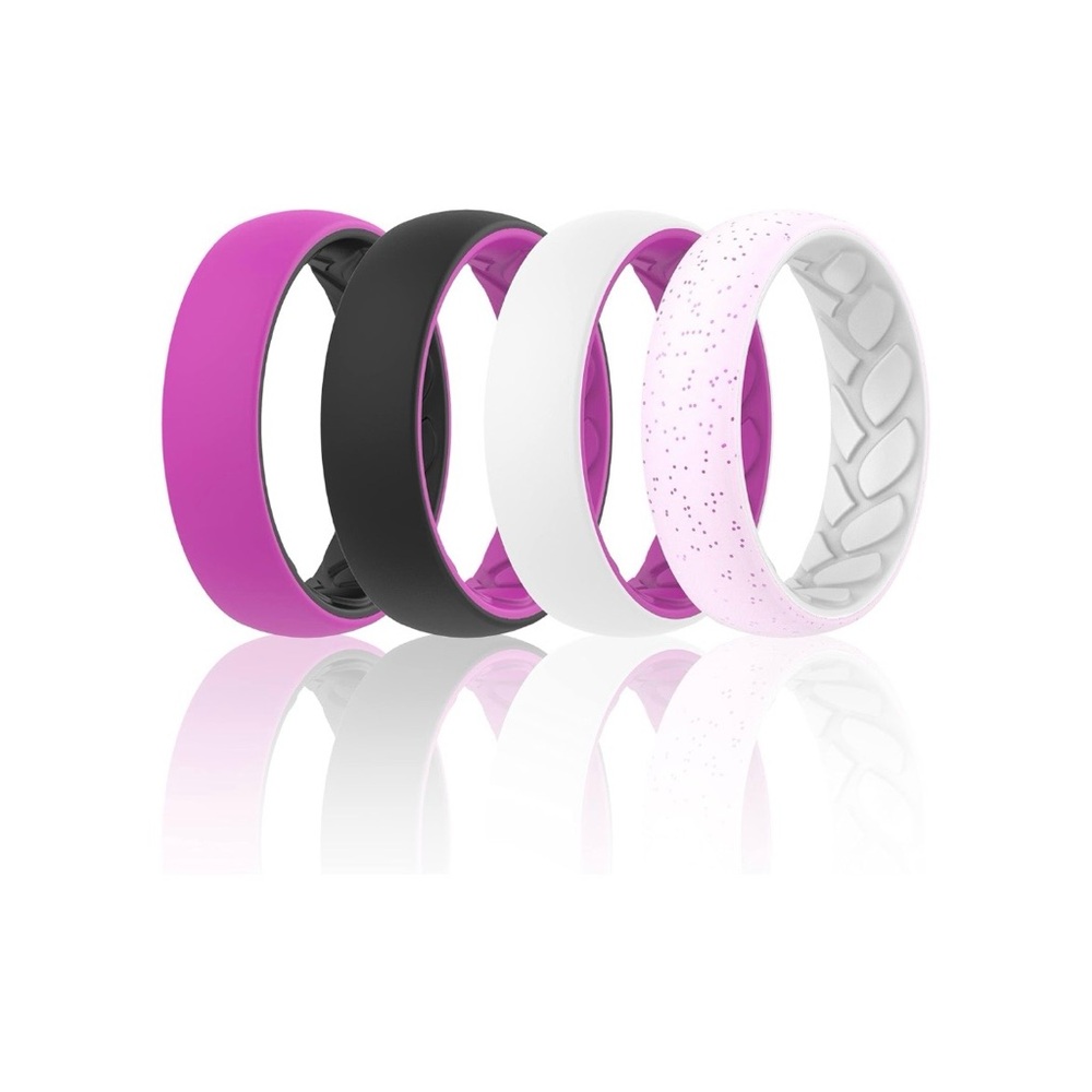 ThunderFit Silicone Wedding Bands for Women, 2 Layers 5.5mm Wide 2mm Thick Sz 9